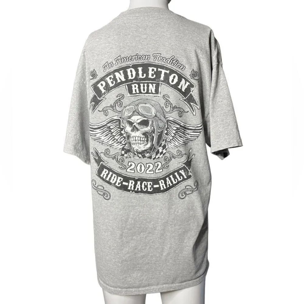 Pendleton Run Skull Short Sleeve Graphic Tee Grey & Black Size Medium